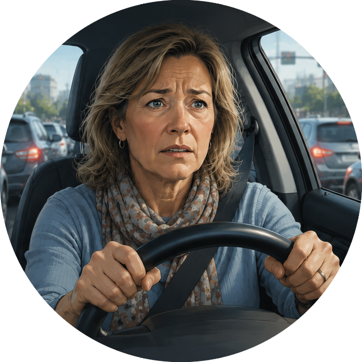 Conductrice stressée au volant